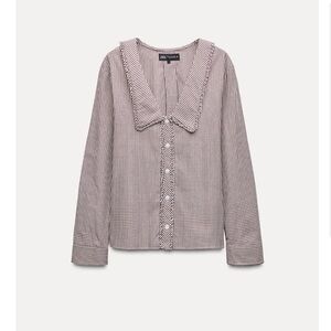 Zara Peter Pan Collar Gingham Blouse